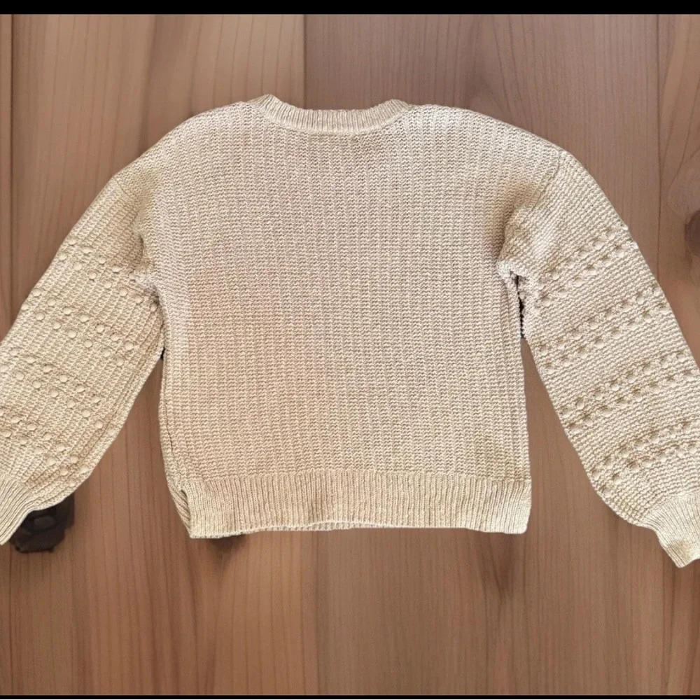 MADEWELL Sweater Women’s Medium Beige Bobble Chunky Balloon Sleeve Pullover EUC
